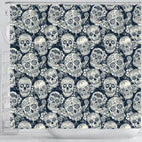 Sugar Skull Black White Pattern Shower Curtain Fulfilled In US