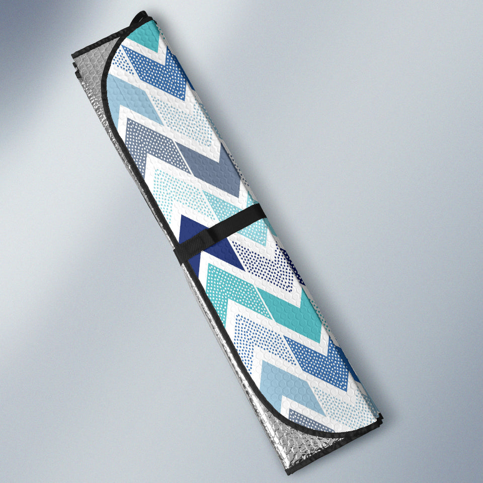 Zigzag  Chevron Blue Pattern Car Sun Shade