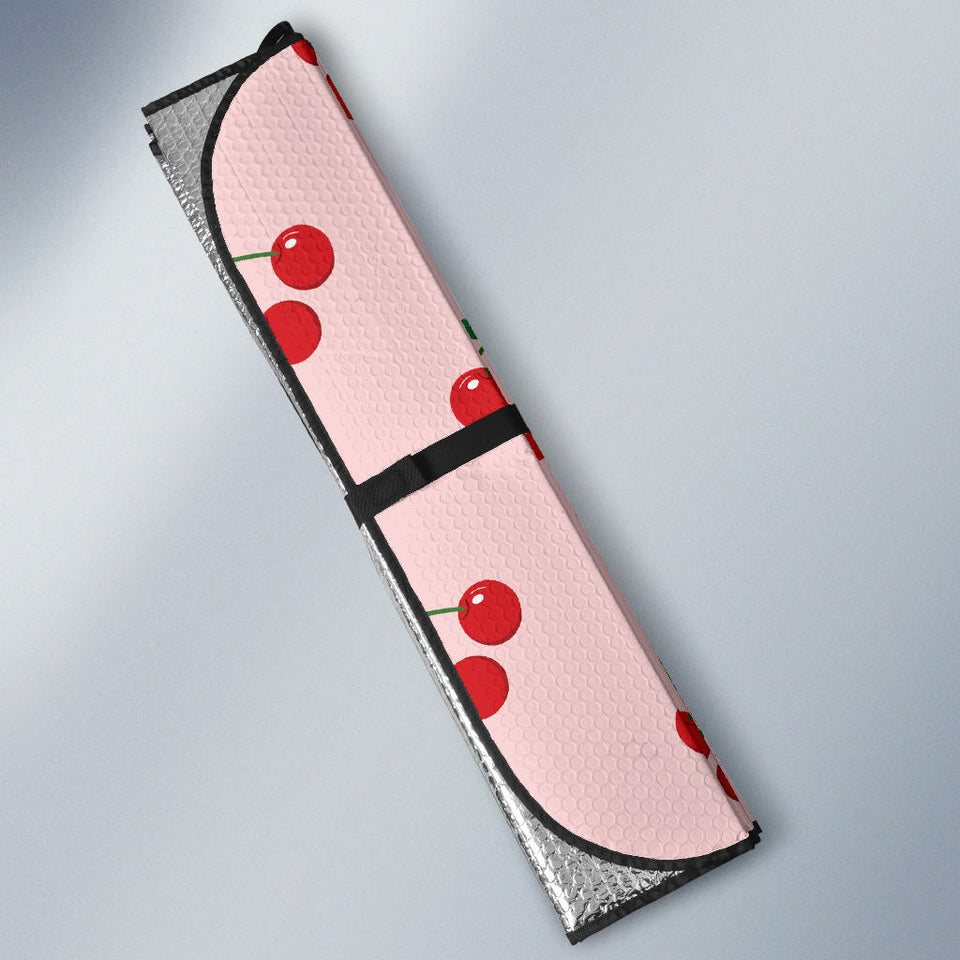 Cherry Pattern Pink Background Car Sun Shade
