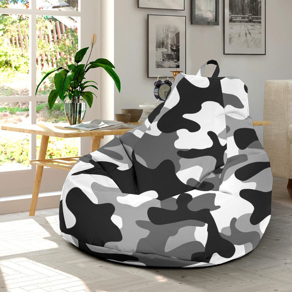 Black White Camo Camouflage Pattern Bean Bag Cover