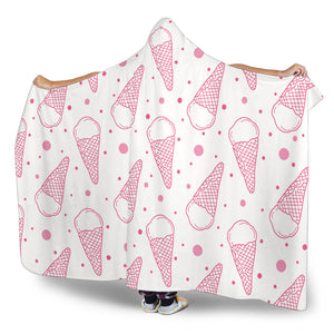 Hand Drawn Ice Cream Pattern Hooded Blanket