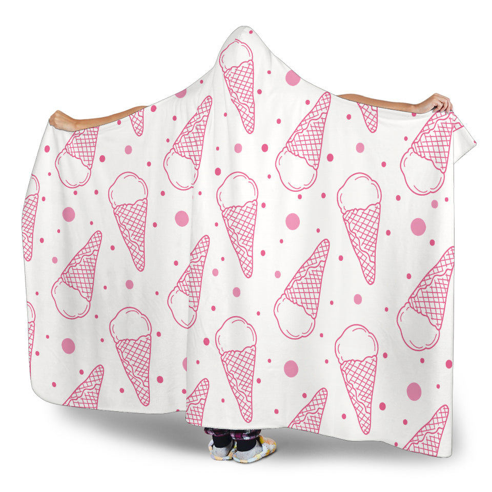 Hand Drawn Ice Cream Pattern Hooded Blanket