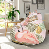Pink Flamingo Birds Pineapples Hibiscus Flower Pattern Bean Bag Cover