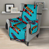 Boomerang Australian aboriginal ornament blue background Chair Cover Protector