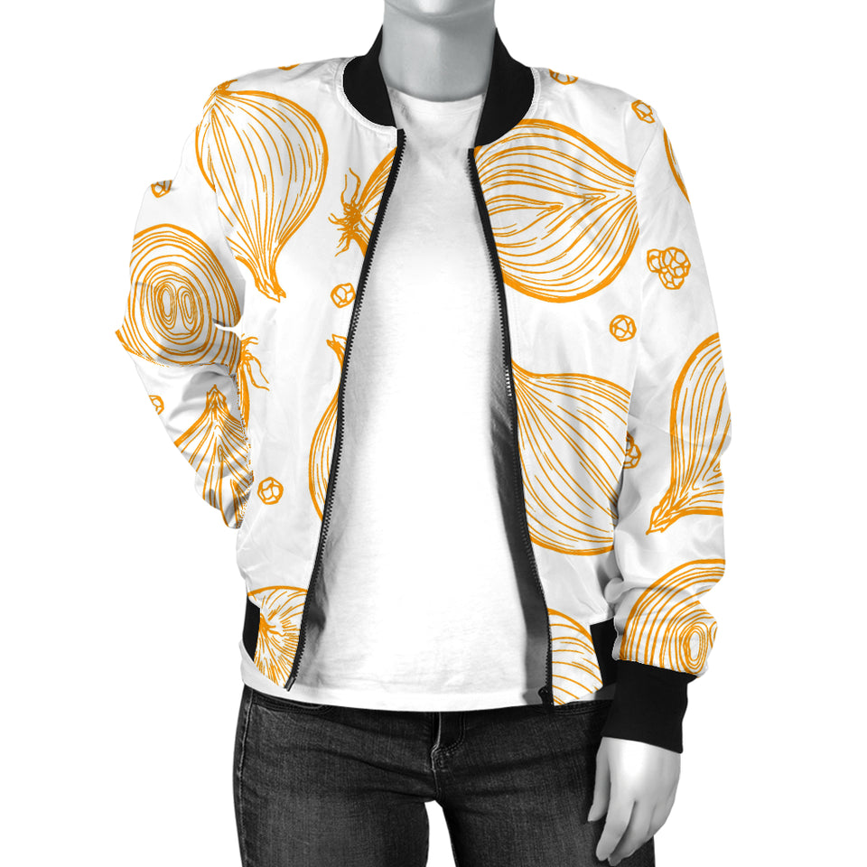 Hand Drawn Onion Pattern Women'S Bomber Jacket