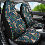 Raccoon Tropical Leaves Pattern  Universal Fit Car Seat Covers