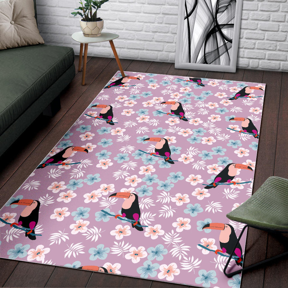 Beautiful Toucan Flower Leaves Area Rug