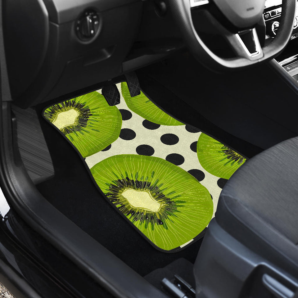 Kiwi Black Dot Background Front And Back Car Mats