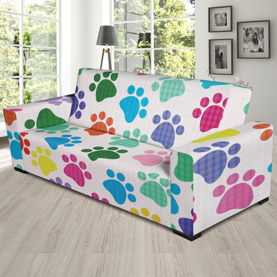 Dog Paws Pattern Print Design 01 Sofa Slipcover