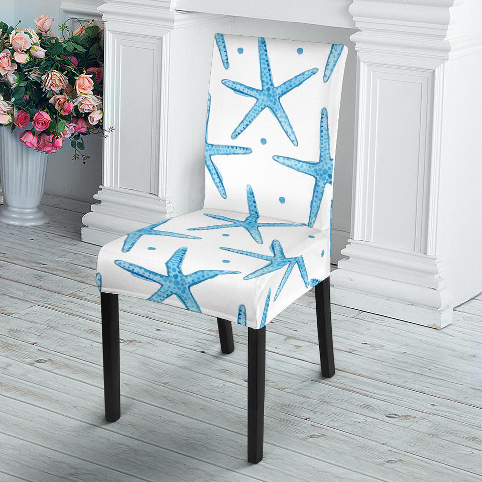 Watercolor Starfish Pattern Dining Chair Slipcover