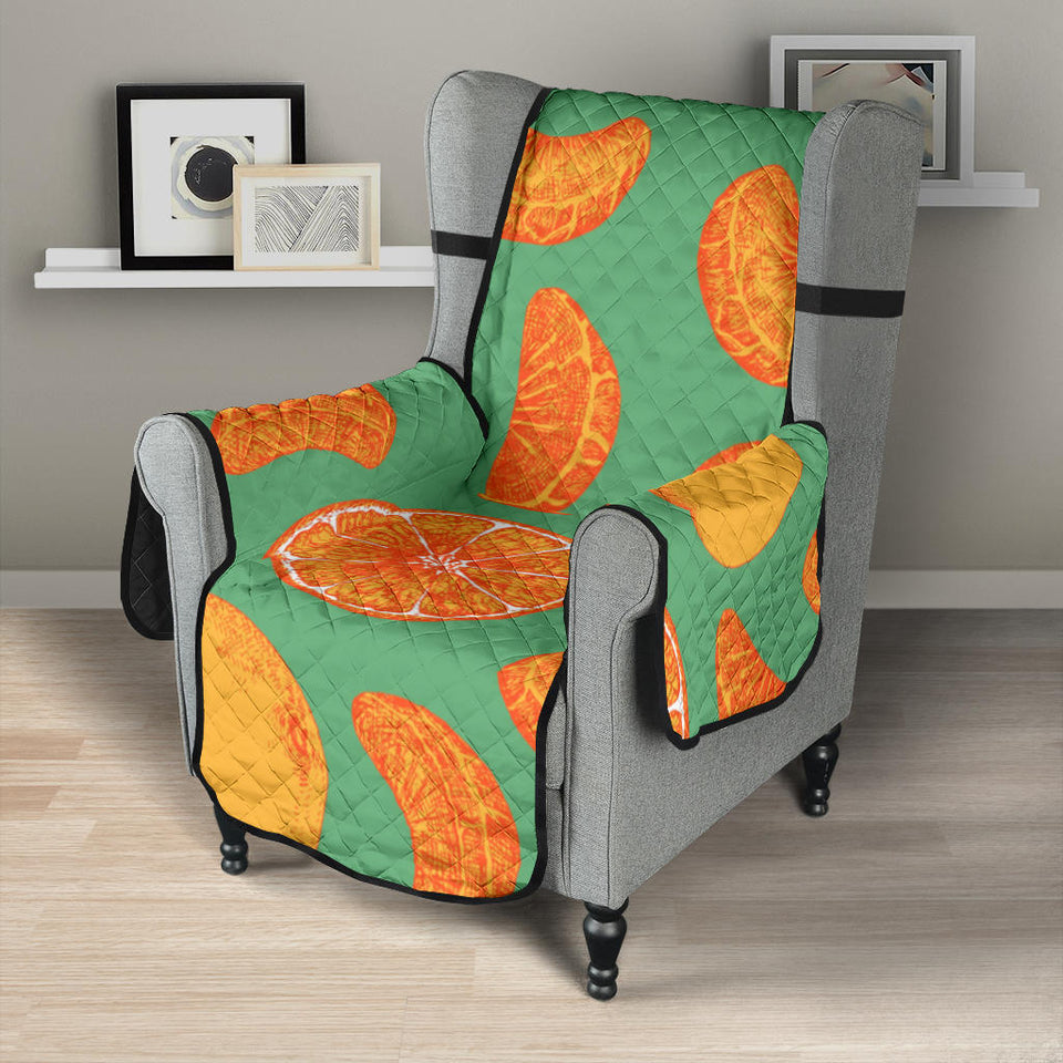 orange fruit pattern green background Chair Cover Protector