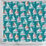 Cute Sailboat Pattern Shower Curtain Fulfilled In US