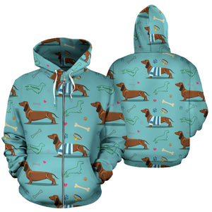 Dachshund Decorative Background Zip Up Hoodie