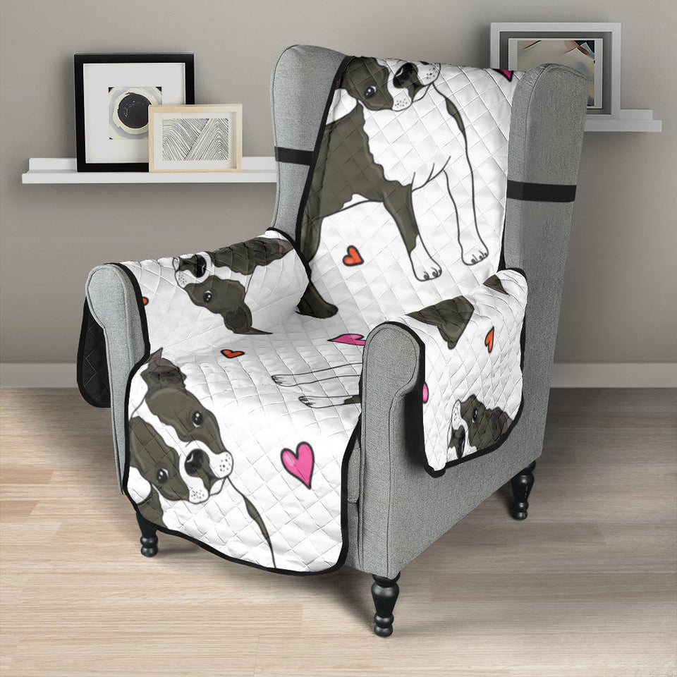 Boston terrier dog hearts vector pattern Chair Cover Protector