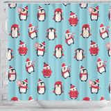 Cute Penguin Christmas  Design Pattern Shower Curtain Fulfilled In US