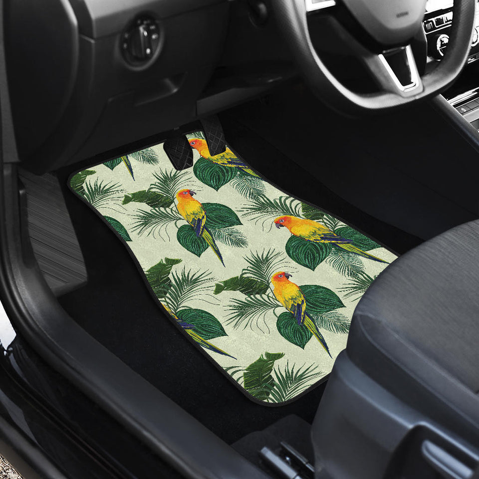 Beautiful Parrot Palm Leaves Pattern Front And Back Car Mats