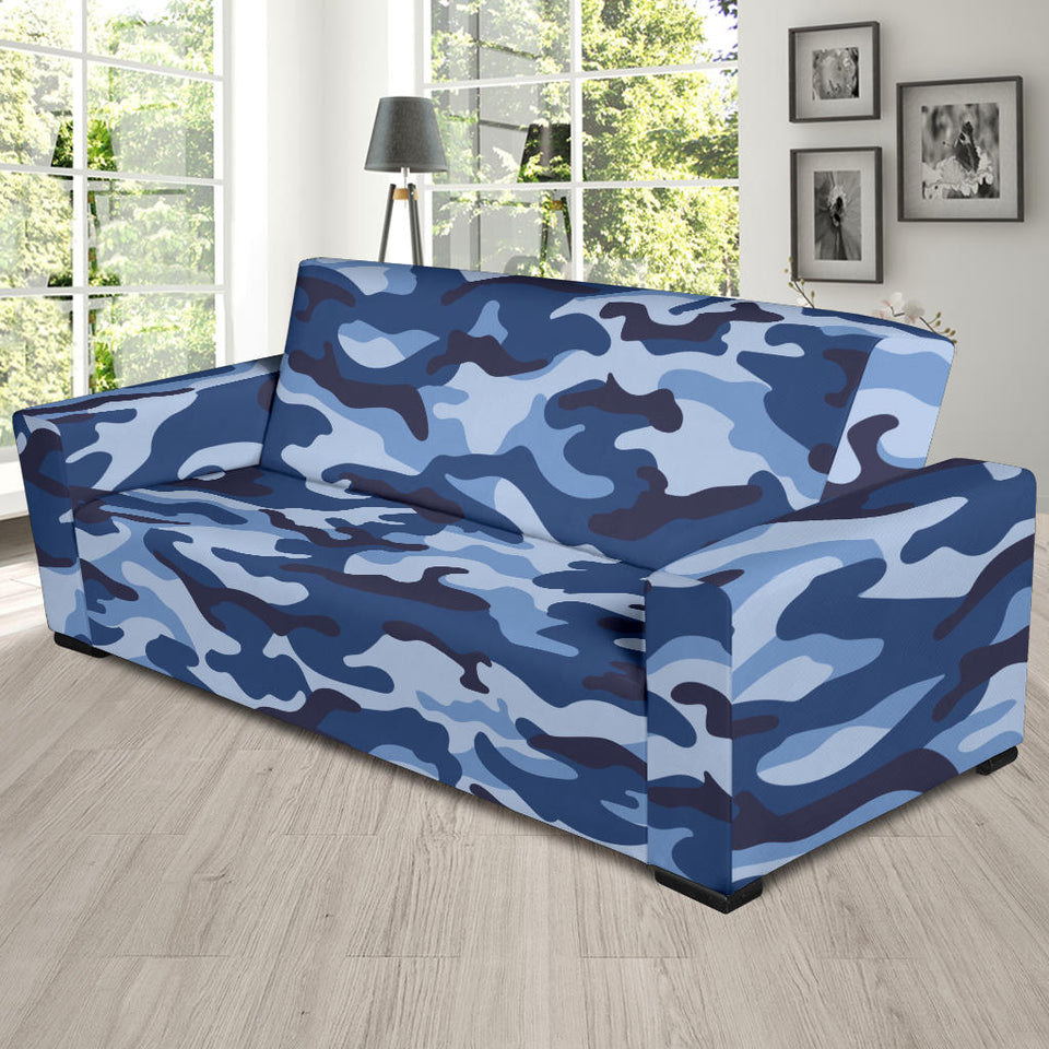 Blue Camo Camouflage Pattern Sofa Slipcover