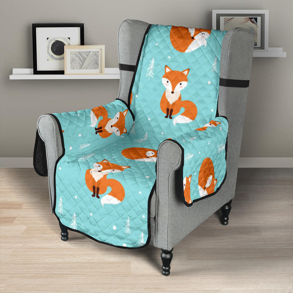 Fox pattern blue b ackground Chair Cover Protector