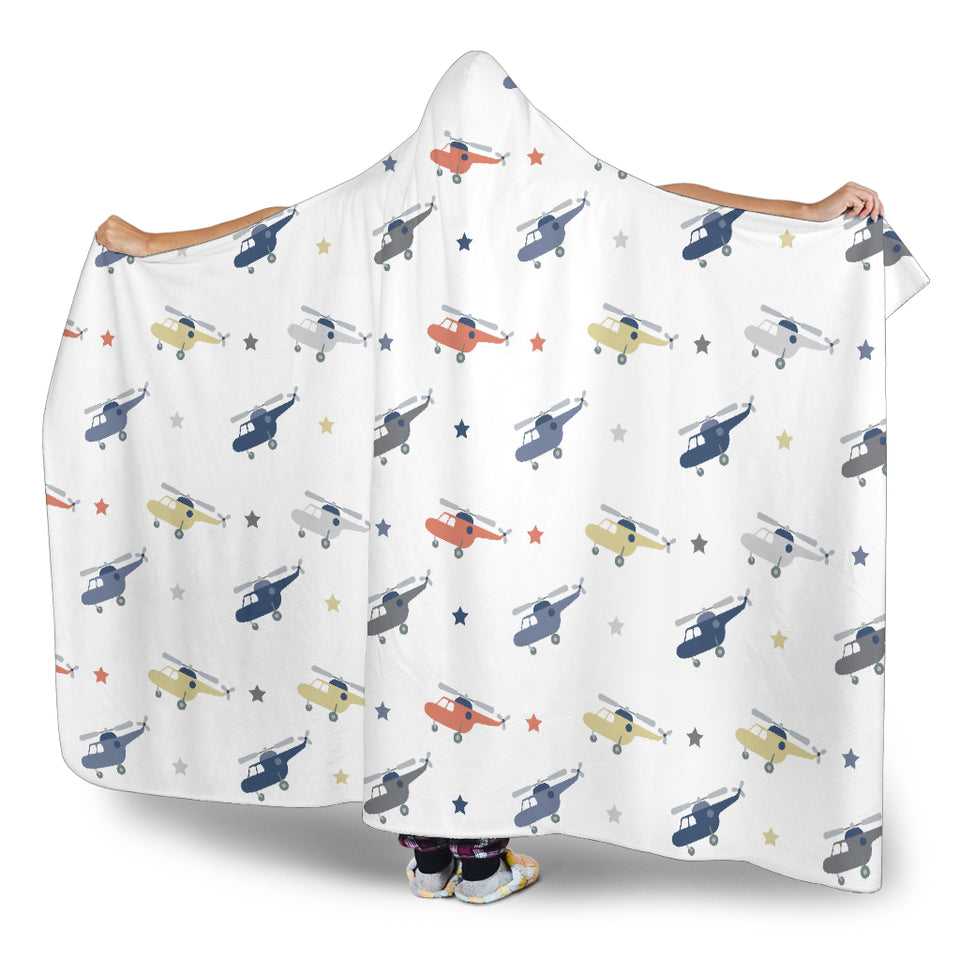 Cute Helicopter Star Pattern Hooded Blanket