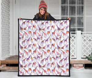 Giraffe Pattern Print Design 02 Premium Quilt