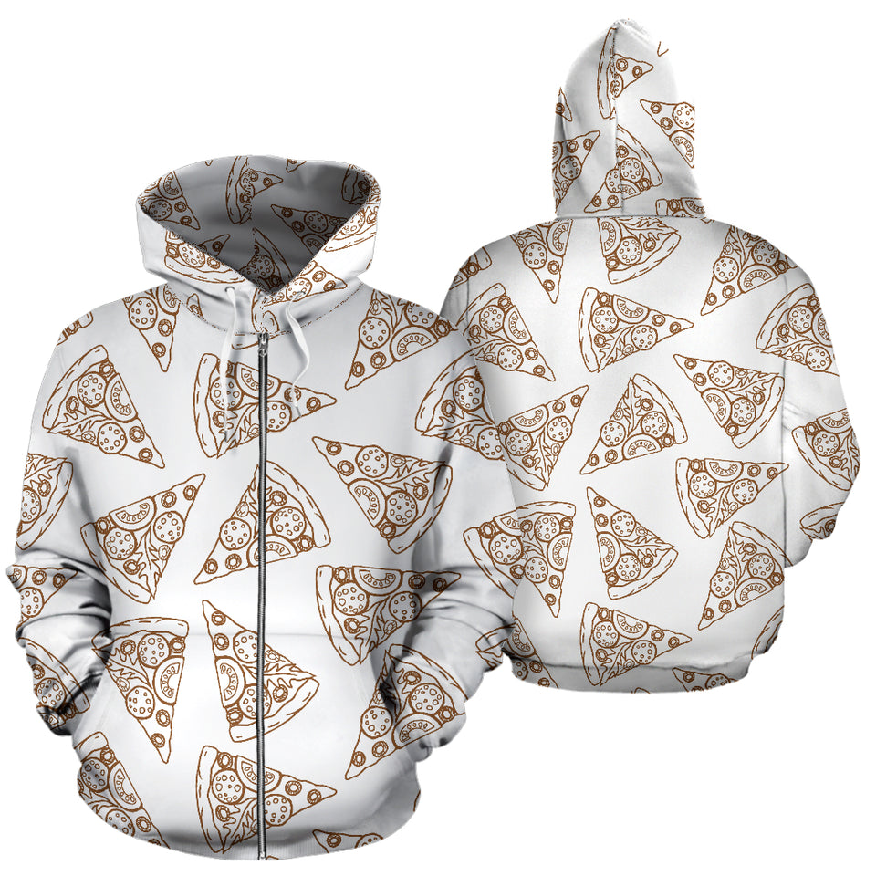 Hand Drawn Pizza Pattern Zip Up Hoodie