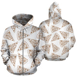 Hand Drawn Pizza Pattern Zip Up Hoodie