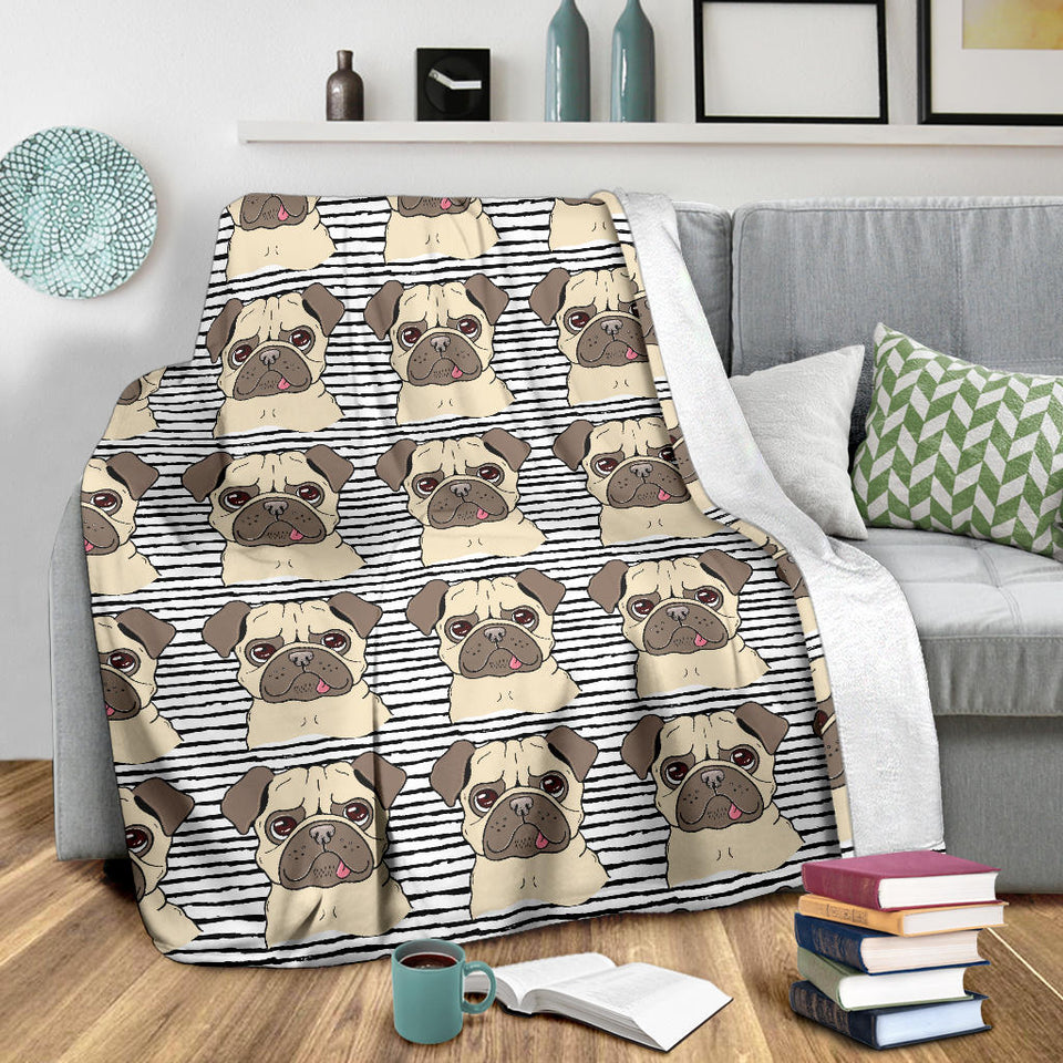 Happy Pug Pattern Premium Blanket