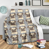 Happy Pug Pattern Premium Blanket