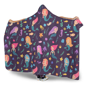 Beautiful Mermaid Fish Jellyfish Algae Other Marine World Hooded Blanket