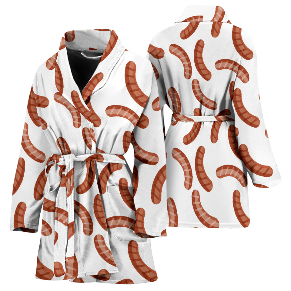 Sausage Pattern Print Design 04 Women's Bathrobe