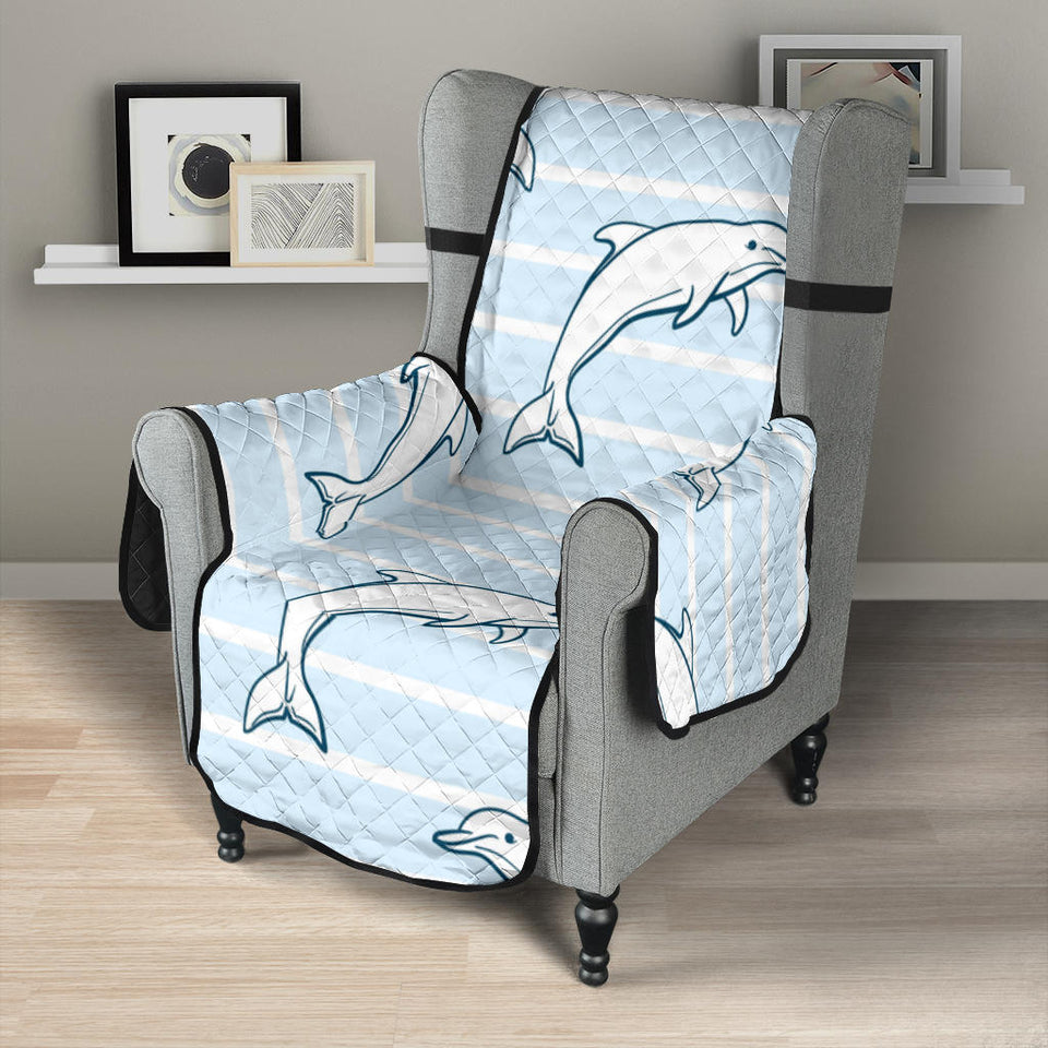 Dolphin blue striped background Chair Cover Protector
