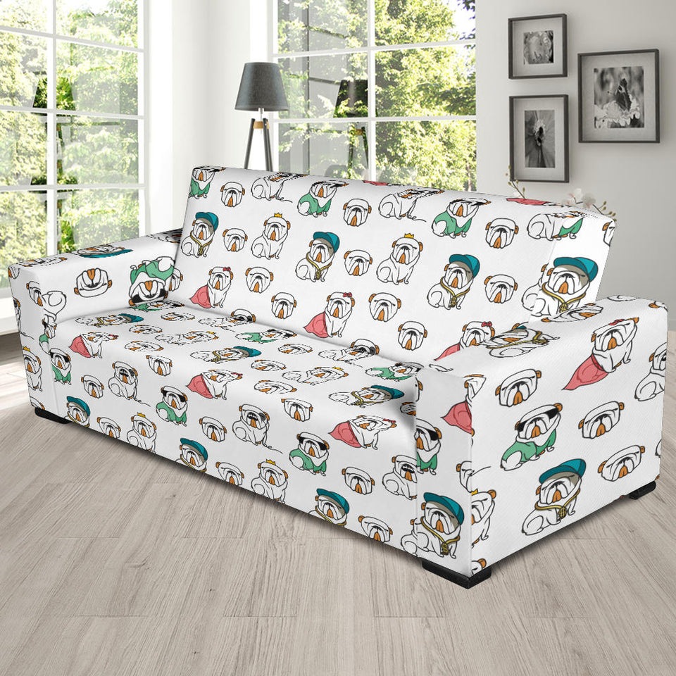 English Bulldog Pattern Print Design 03 Sofa Slipcover