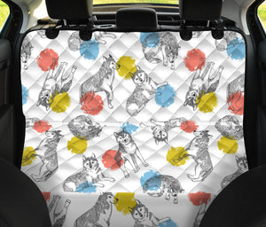 Siberian Husky And Colorful Circle Pattern Dog Car Seat Covers
