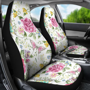 Hand Drawn Butterfly Rose  Universal Fit Car Seat Covers