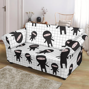 Ninja Pattern Plaid Background Loveseat Couch Slipcover