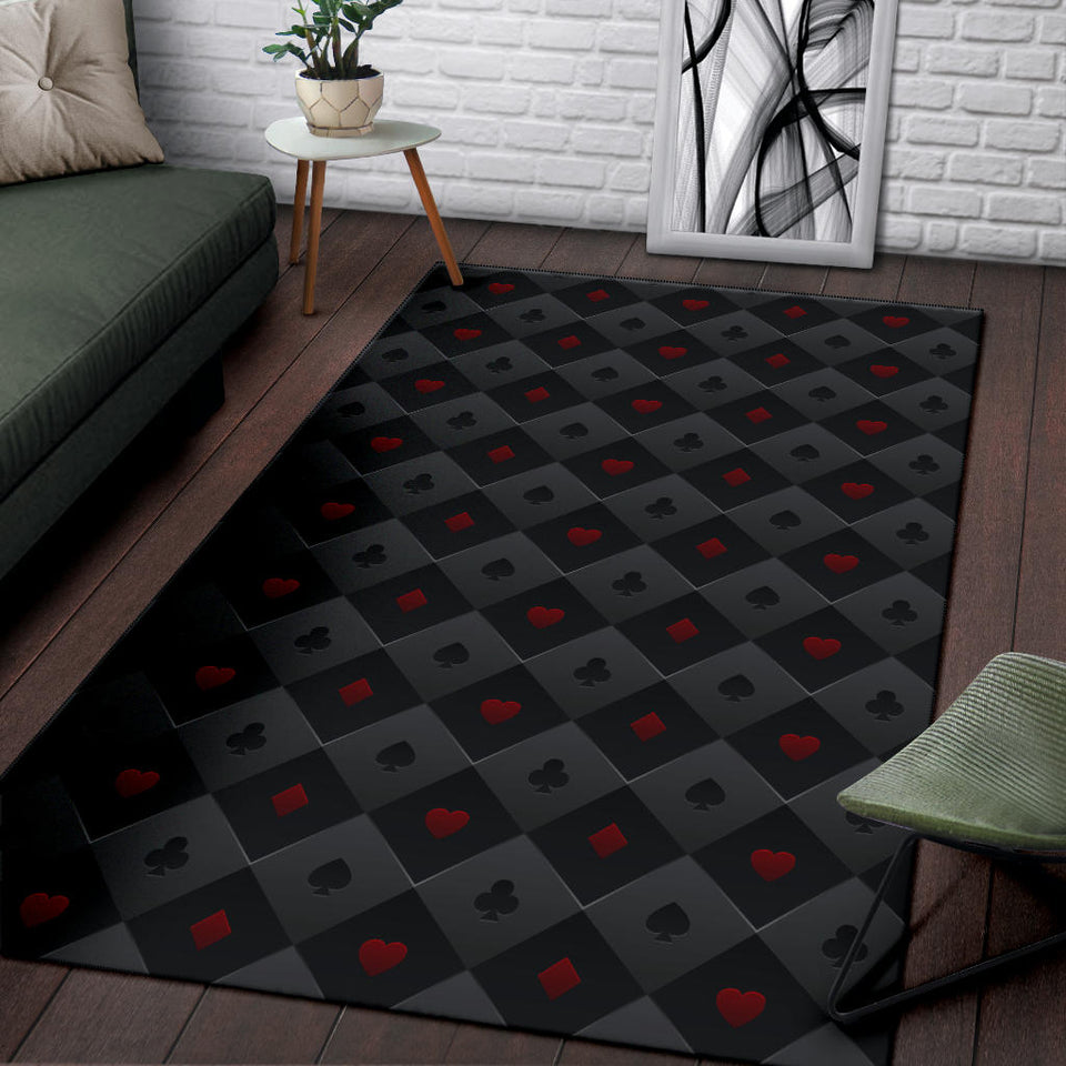 Casino Cards Suits Pattern Print Design 05 Area Rug