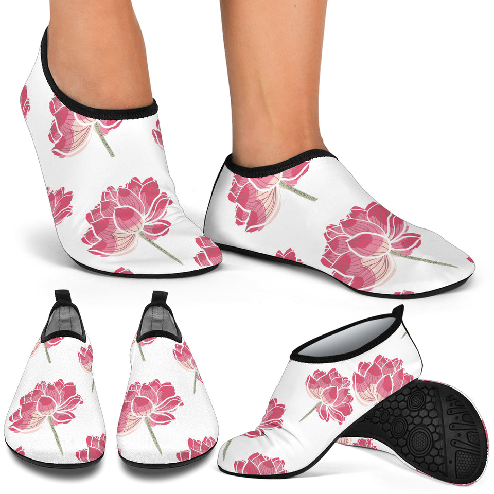 Pink Lotus Waterlily Pattern Aqua Shoes