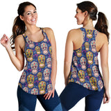 Sugar skull flower pattern Women Racerback Tank Top