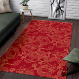 Gold Dragons Red Background Area Rug
