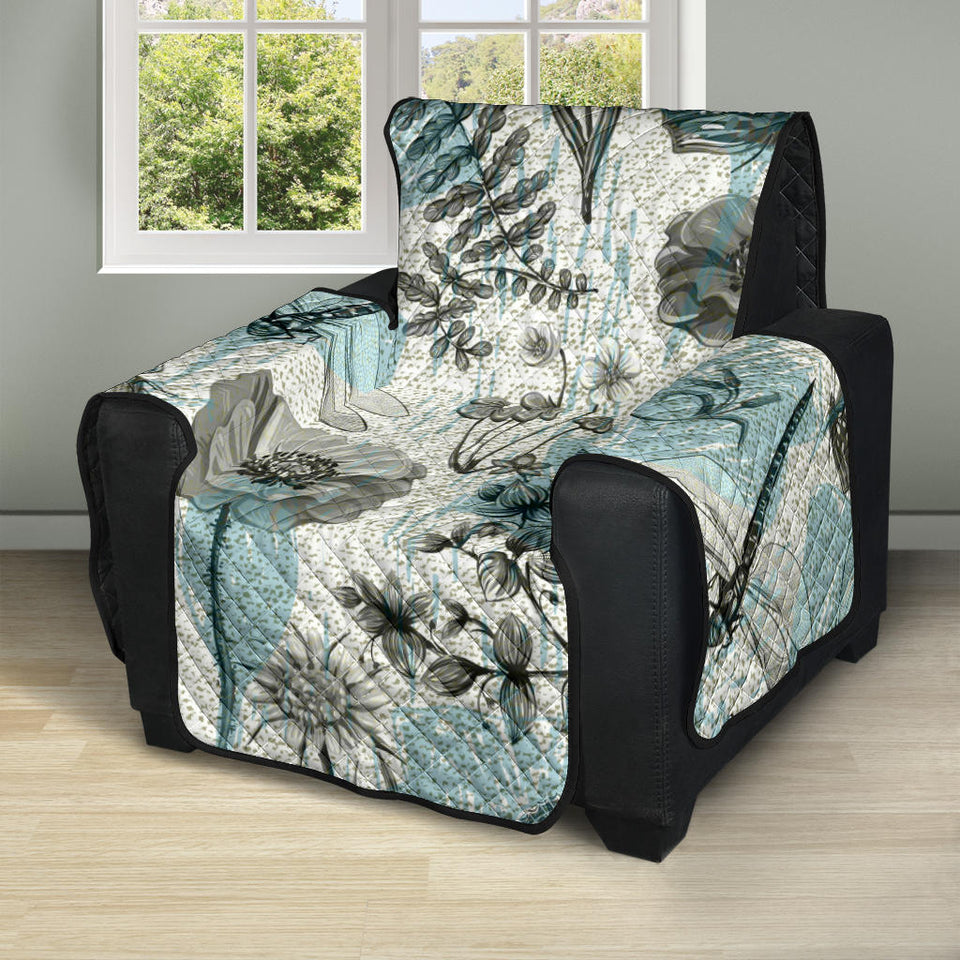 Dragonfly Butterfly Plants insect flower vintage style pattern Recliner Cover Protector