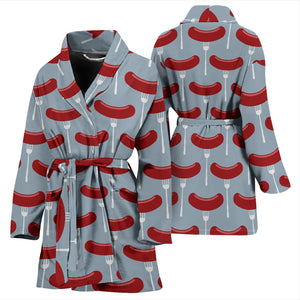 Sausage Pattern Print Design 02 Women's Bathrobe