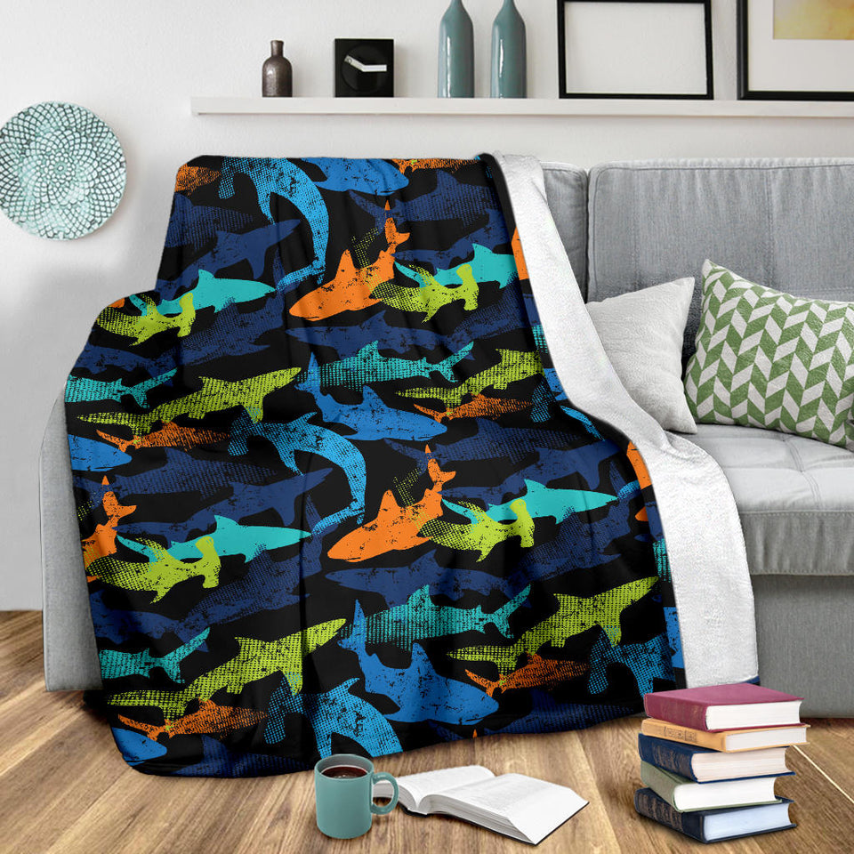 Colorful Shark Premium Blanket