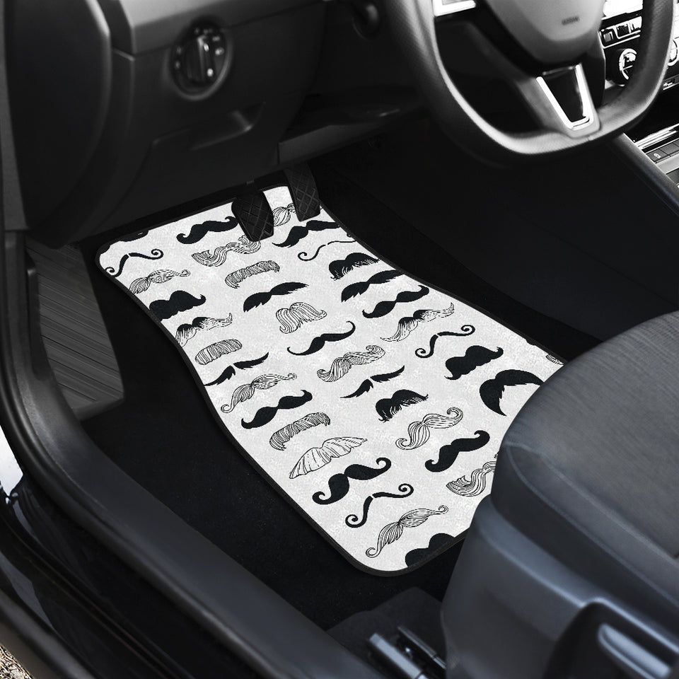 Mustache Beard Pattern Print Design 04 Front and Back Car Mats