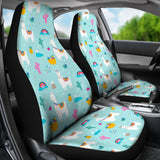Llama Alpaca Cactus Leaves Pattern Universal Fit Car Seat Covers