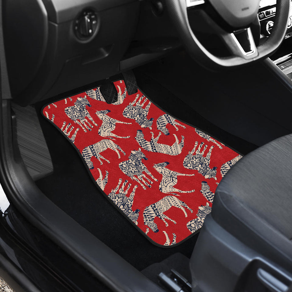 Zebra Abstract Red Background Front Car Mats