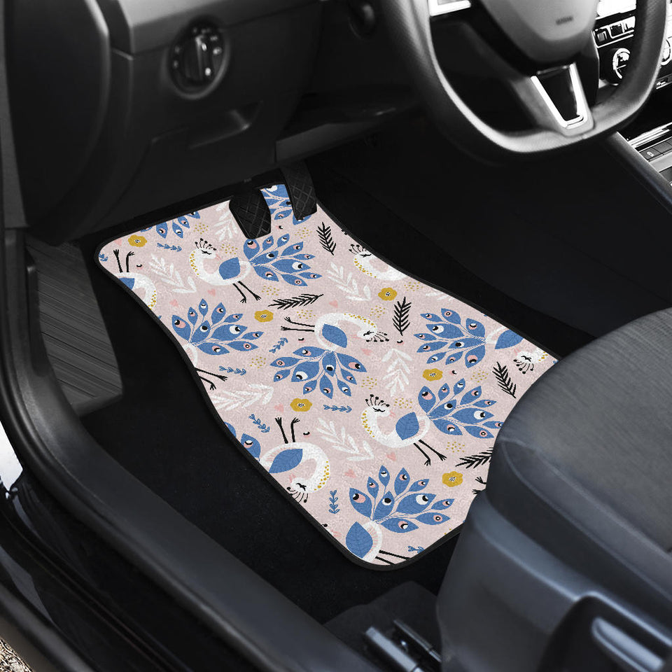 Cute Peacock Pattern Front And Back Car Mats