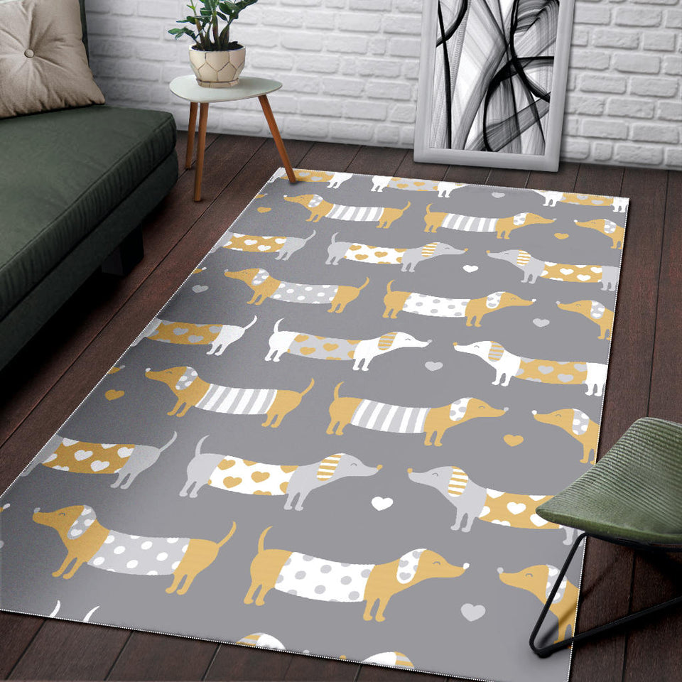 Cute Dachshund Dog Pattern Area Rug