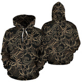 Luxurious Gold Lotus Waterlily Black Background Men Women Pullover Hoodie