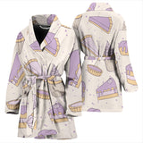 Cakes Pies Tarts Muffins And Eclairs Purple Blueberry Topping Pattern Women'S Bathrobe