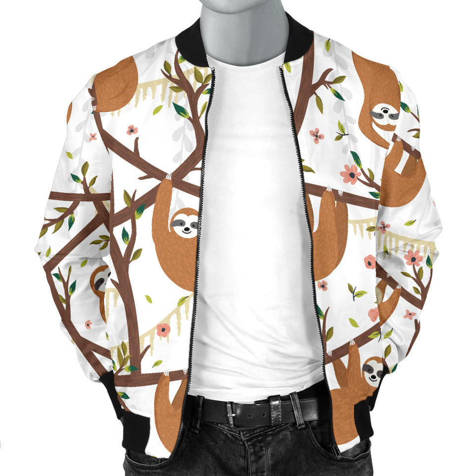 Sloths Hanging On The Tree Pattern Men'S Bomber Jacket